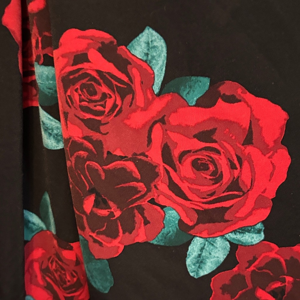 Lane Bryant Black Skirt with Red Rose Print - Picture 2 of 6